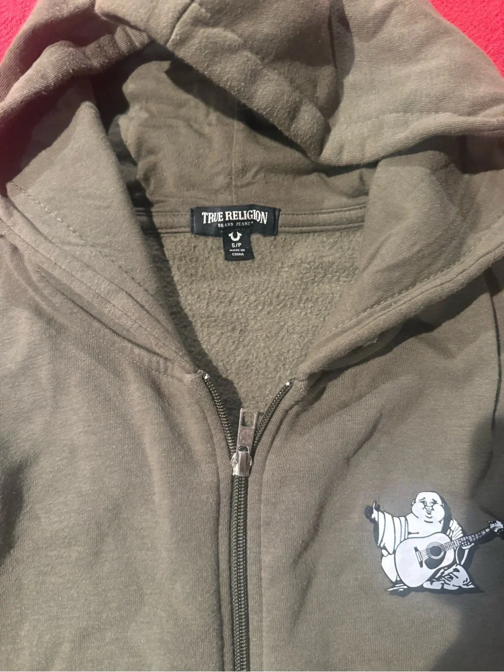 True Religion Olive Green Zip-Up Hoodie